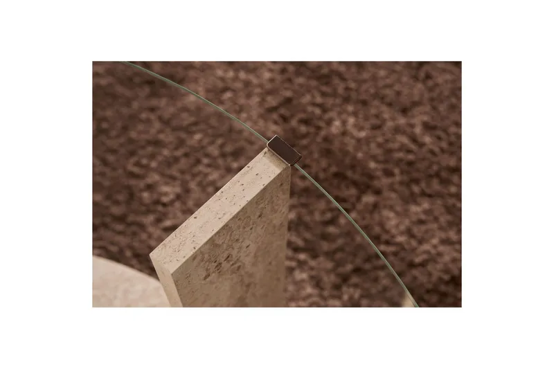 Sofabord Clara 75 cm med Glasplade - Travertin / Transparent - Møbler - Borde - Sofabord