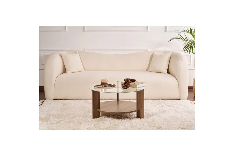 Sofabord Clara 75 cm med Glasplade - Valnød / Transparent - Møbler - Borde - Sofabord