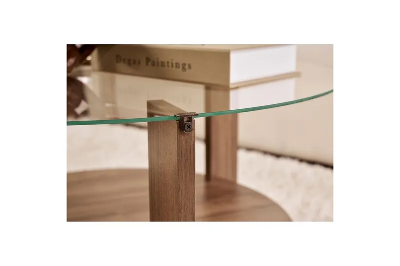 Sofabord Clara 75 cm med Glasplade - Valnød / Transparent - Møbler - Borde - Sofabord