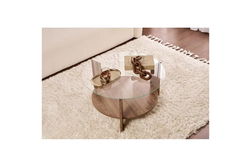 Sofabord Clara 75 cm med Glasplade - Valnød / Transparent - Møbler - Borde - Sofabord