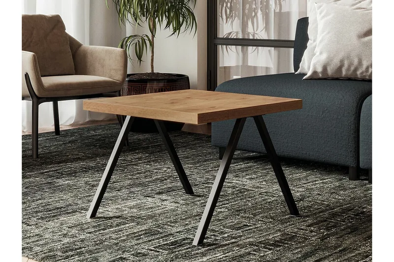 Clogsville Kvadratisk Sofabord 60 cm i Malet Træ - Egebrun - Møbler - Borde - Sofabord