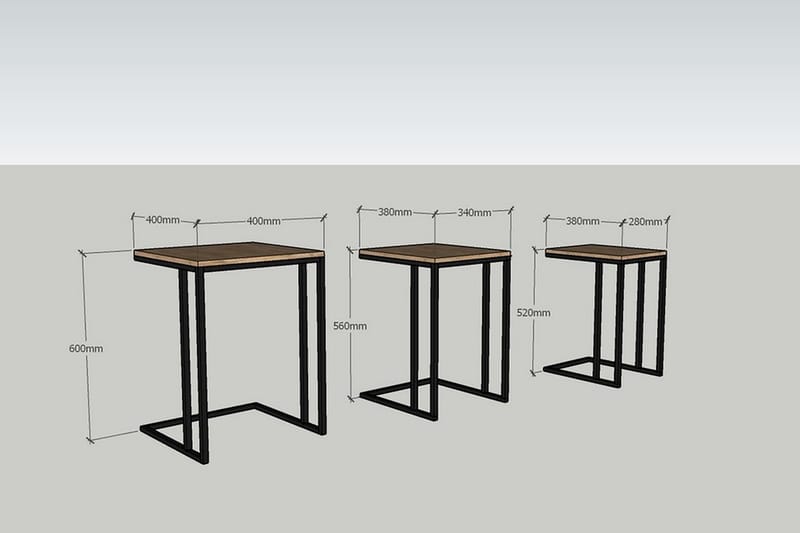 Colianni Indskudsbord 3stk 40 cm - Sort - Møbler - Borde - Sofabord