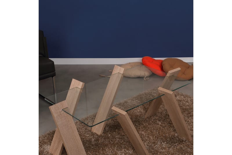 Comfortale Maxi Sofabord 92 cm - Glas/Lyse Egefarvet - Møbler - Borde - Sofabord