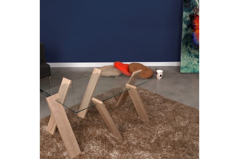 Comfortale Maxi Sofabord 92 cm - Glas/Lyse Egefarvet - Møbler - Borde - Sofabord