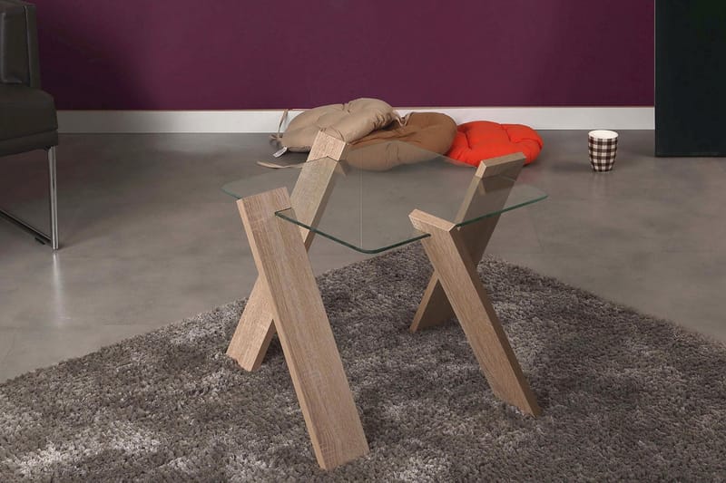 Comfortale Mini Sofabord 57 cm - Glas/Lyse Egefarvet - Møbler - Borde - Sofabord
