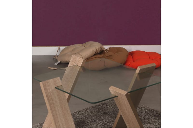 Comfortale Mini Sofabord 57 cm - Glas/Lyse Egefarvet - Sofabord