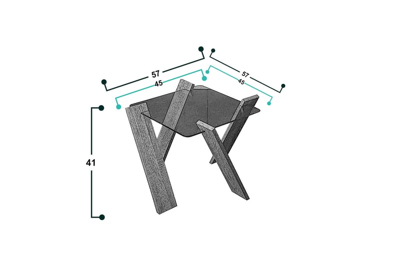 Comfortale Mini Sofabord 57 cm - Glas/Mørke Egefarvet - Sofabord