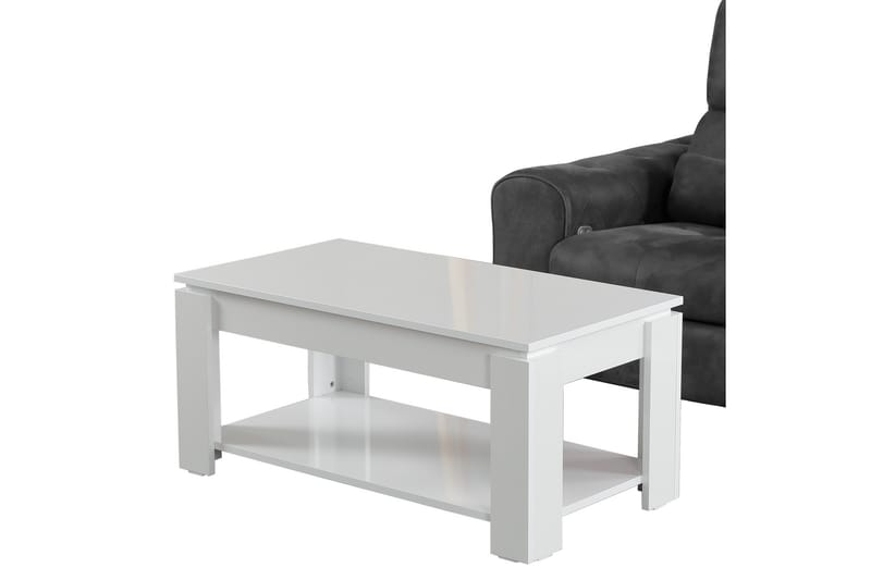 Comfortale Sofabord 104 cm med Opbevaring Hylde - Hvid - Møbler - Borde - Sofabord