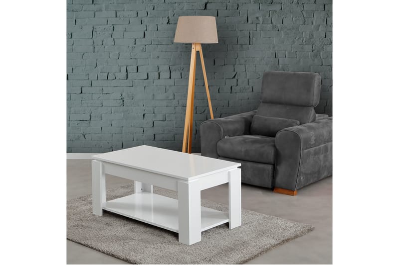 Comfortale Sofabord 104 cm med Opbevaring Hylde - Hvid - Møbler - Borde - Sofabord