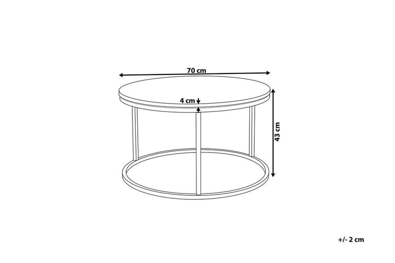 Coralla Sofabord 70 cm Rundt Marmormønster - Hvid/Kobber - Sofabord