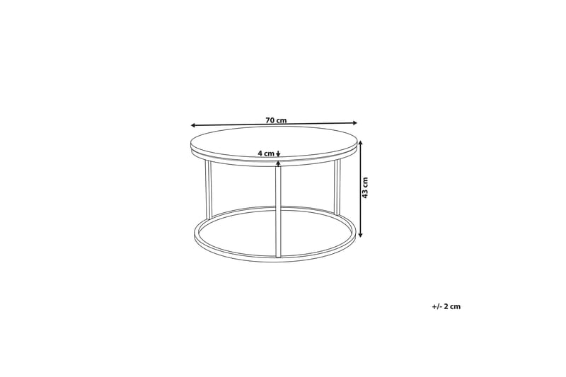 Coralla Sofabord 70 cm Rundt Marmormønster - Hvid/Kobber - Sofabord