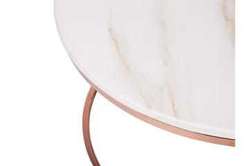 Coralla Sofabord 70 cm Rundt Marmormønster - Hvid/Kobber - Møbler - Borde - Sofabord