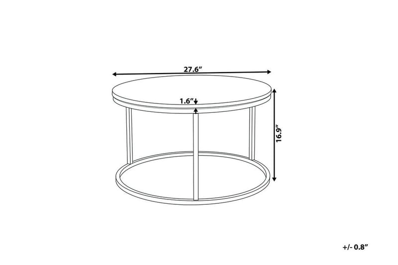 Coralla Sofabord 70 cm Rundt Marmormønster - Hvid/Kobber - Sofabord