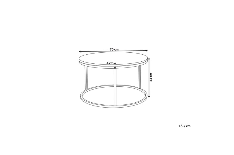 Coralla Sofabord 70 cm Rundt Marmormønster - Hvid/Kobber - Møbler - Borde - Sofabord