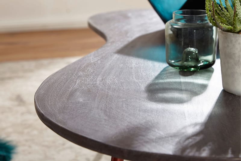 Corkrean Sofabord 122 cm Nyreformet - Massivt Træ/Mørkegrå/Kobber - Møbler - Borde - Sofabord