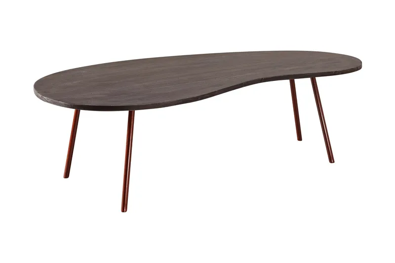 Corkrean Sofabord 122 cm Nyreformet, Massivt Træ/Mørkegrå/Kobber