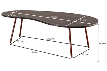 Corkrean Sofabord 122 cm Nyreformet - Massivt Træ/Mørkegrå/Kobber - Møbler - Borde - Sofabord