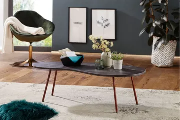 Corkrean Sofabord 122 cm Nyreformet - Massivt Træ/Mørkegrå/Kobber - Møbler - Borde - Sofabord