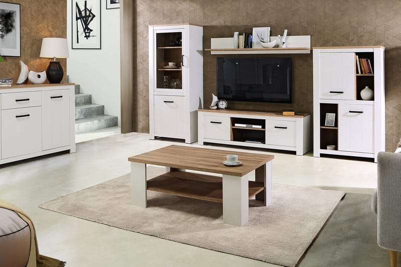 Crumpton Bord 107 cm - Hvid/Brun - Møbler - Borde - Sofabord