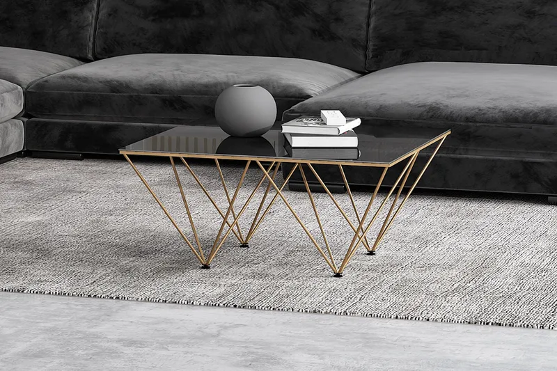 Crystal Sofabord 80 cm - Røgfarvet glas/Messing - Møbler - Borde - Sofabord