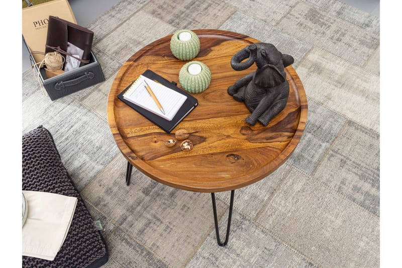 Dannemare Sofabord 60 cm Rundt - Massivt Træ/Sort - Møbler - Borde - Sofabord