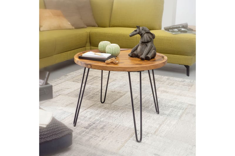 Dannemare Sofabord 60 cm Rundt - Massivt Træ/Sort - Møbler - Borde - Sofabord