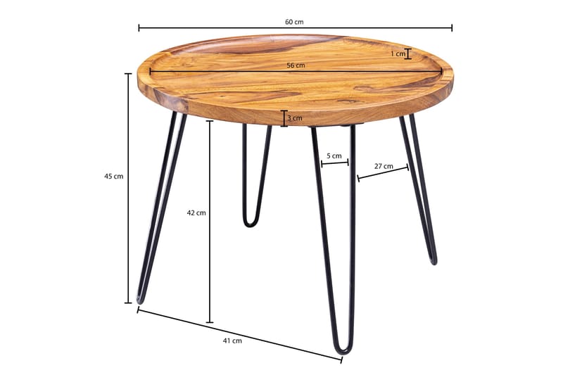 Dannemare Sofabord 60 cm Rundt - Massivt Træ/Sort - Møbler - Borde - Sofabord