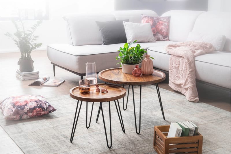 Dannemare Sofabord 60 cm Rundt - Massivt Træ/Sort - Møbler - Borde - Sofabord