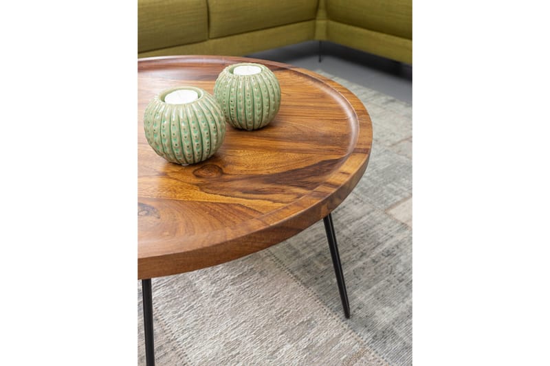 Dannemare Sofabord 60 cm Rundt - Massivt Træ/Sort - Møbler - Borde - Sofabord