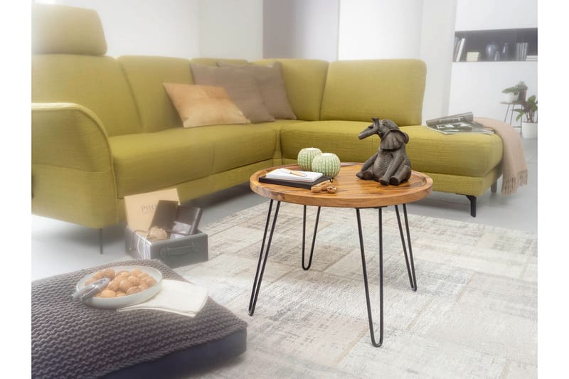 Dannemare Sofabord 60 cm Rundt - Massivt Træ/Sort - Møbler - Borde - Sofabord