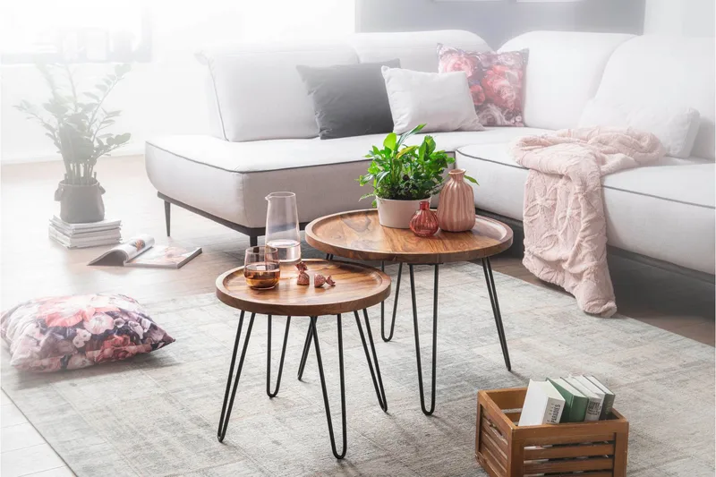 Dannemare Sofabord 60 cm Rundt - Massivt Træ/Sort - Møbler - Borde - Sofabord