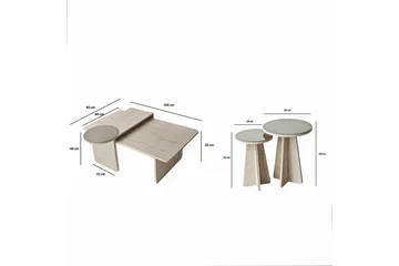 Dasina 105 cm Rektangulært Sofabord i Træ med Forskudte Plader - Beige - Møbler - Borde - Sofabord