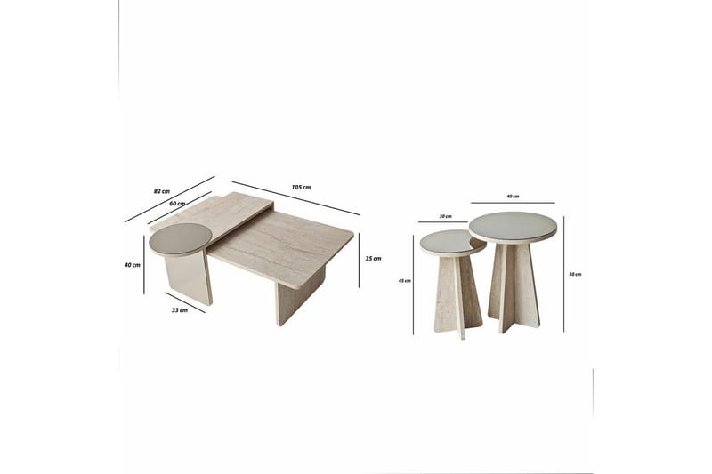 Dasina 105 cm Rektangulært Sofabord i Træ med Forskudte Plader - Beige - Møbler - Borde - Sofabord