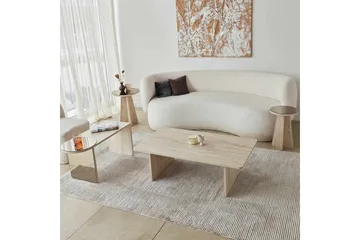 Dasina 105 cm Rektangulært Sofabord i Træ med Forskudte Plader - Beige - Møbler - Borde - Sofabord