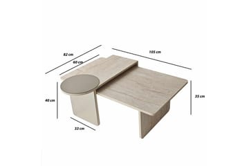 Dasina 105 cm Rektangulært Sofabord i Træ med Spejldetalje - Beige - Møbler - Borde - Sofabord