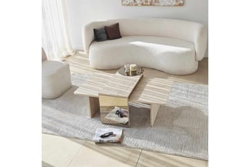 Dasina 105 cm Rektangulært Sofabord i Træ med Spejldetalje - Beige - Møbler - Borde - Sofabord