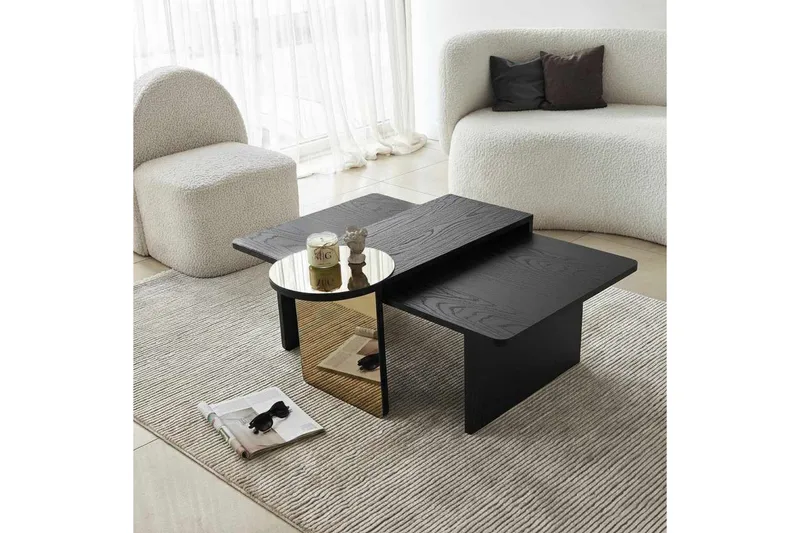 Dasina Sætborde 105 cm - Sort - Møbler - Borde - Sofabord