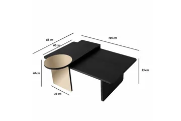 Dasina Sætborde 105 cm - Sort - Møbler - Borde - Sofabord