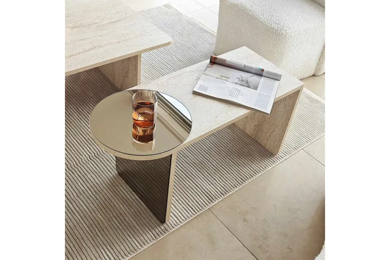 Dasina Sætborde 105 cm - Travertin - Møbler - Borde - Sofabord