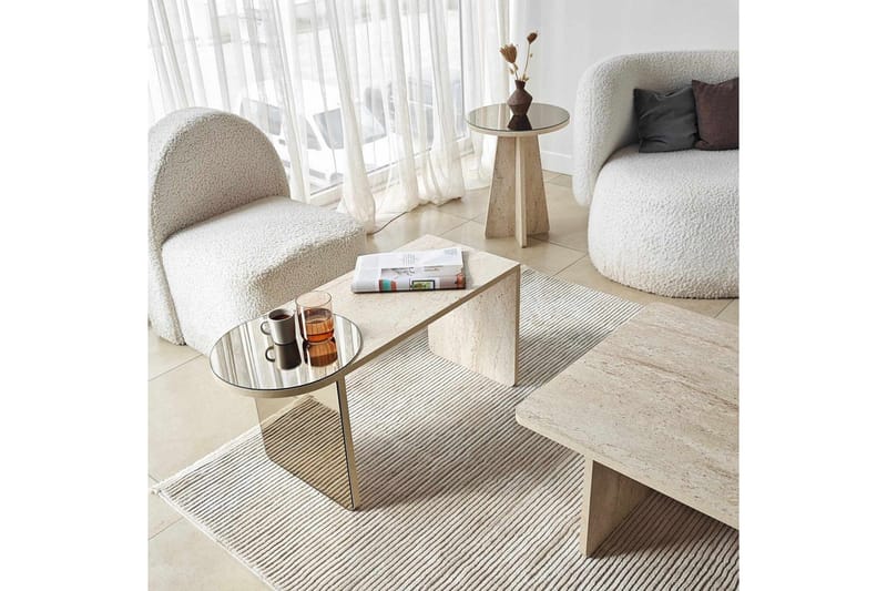 Dasina Sætborde 105 cm - Travertin - Møbler - Borde - Sofabord