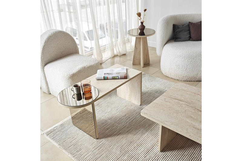 Dasina Sætborde 105 cm - Travertin - Møbler - Borde - Sofabord