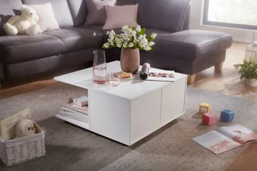 Delgadillo Sofabord 70 cm - Hvid - Møbler - Borde - Sofabord - sofabord med hjul