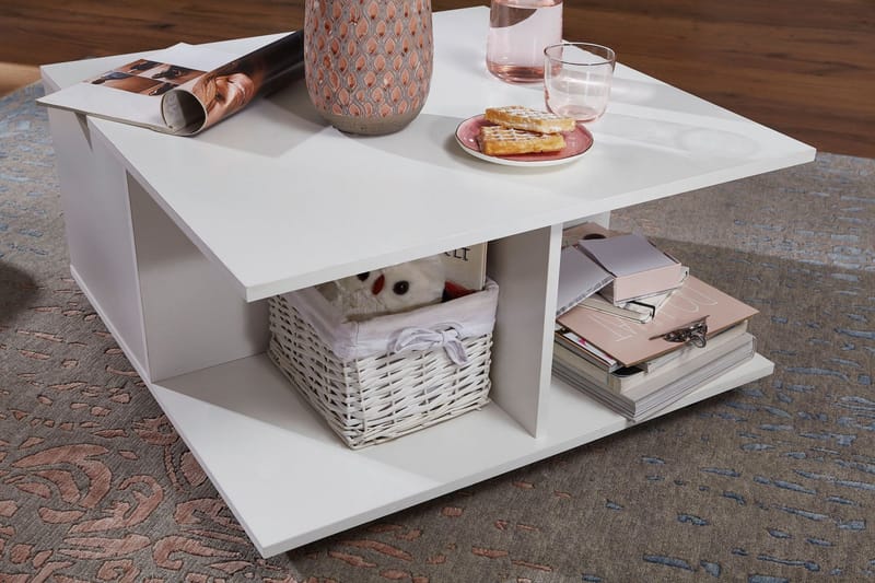 Delgadillo Sofabord 70 cm - Hvid - Møbler - Borde - Sofabord - sofabord med hjul