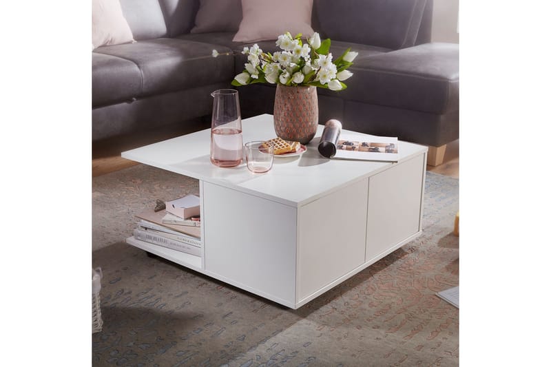 Delgadillo Sofabord 70 cm - Hvid - Møbler - Borde - Sofabord - sofabord med hjul