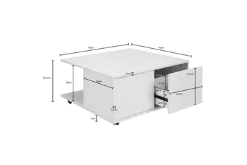 Delgadillo Sofabord 70 cm - Hvid - Møbler - Borde - Sofabord - sofabord med hjul