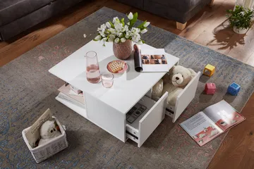 Delgadillo Sofabord 70 cm - Hvid - Møbler - Borde - Sofabord - sofabord med hjul