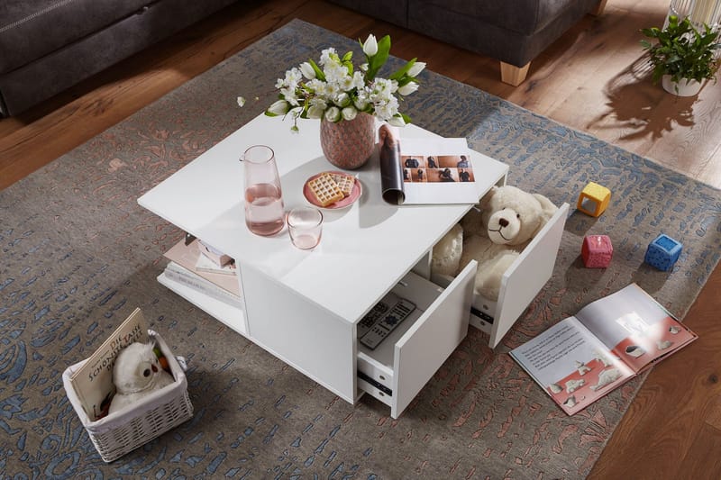 Delgadillo Sofabord 70 cm - Hvid - Møbler - Borde - Sofabord - sofabord med hjul