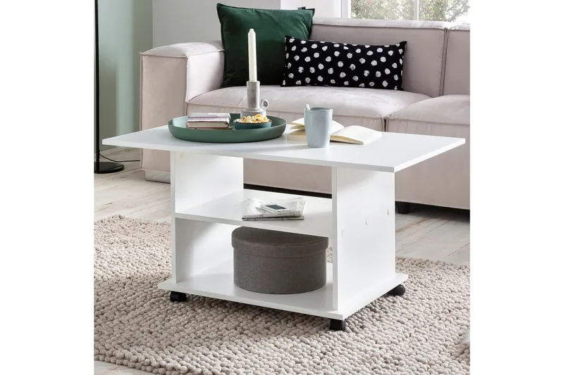 Dewand sofabord 95 cm - Hvid - Møbler - Borde - Sofabord - sofabord med hjul