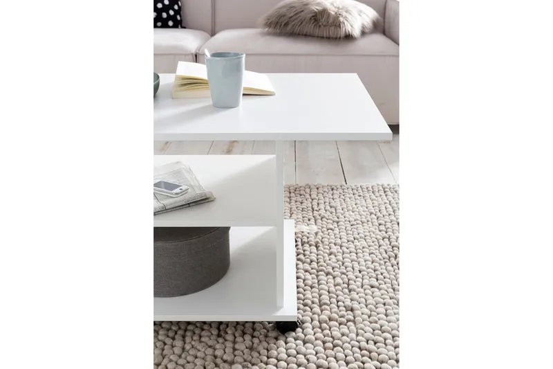 Dewand sofabord 95 cm - Hvid - Møbler - Borde - Sofabord - sofabord med hjul
