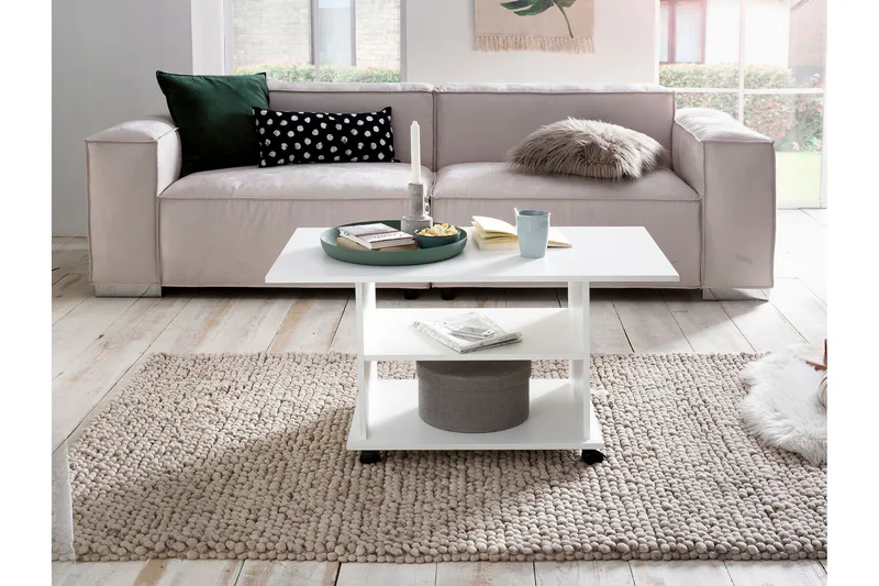 Dewand sofabord 95 cm - Hvid - Møbler - Borde - Sofabord - sofabord med hjul